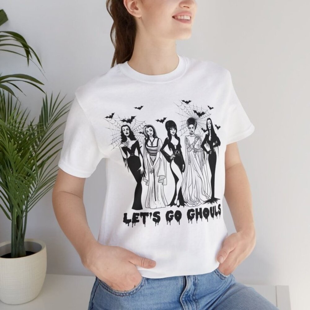 Let_s Go Ghouls Halloween T-shirt, Horror Shirt, Vintage, Retro, Witch Skeleton